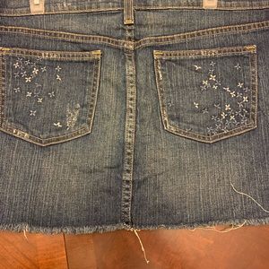 Old Nave blue jean skirt with flower pockets